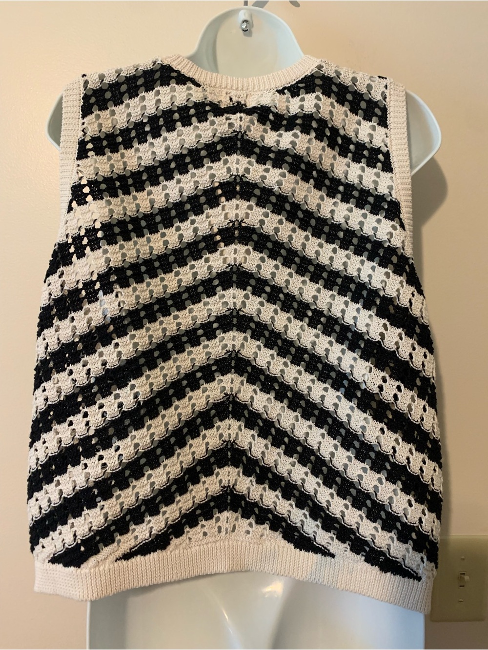 a new day Black and Cream Striped Crochet Knit Tank Top - Picture 6 of 7
